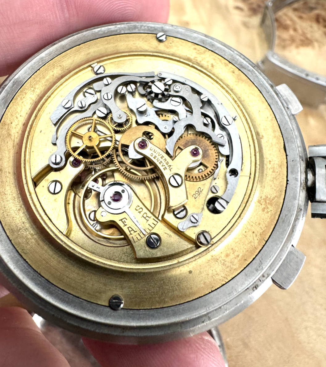 Universal Genève Black Dial Chronograph Pocket Watch Reference